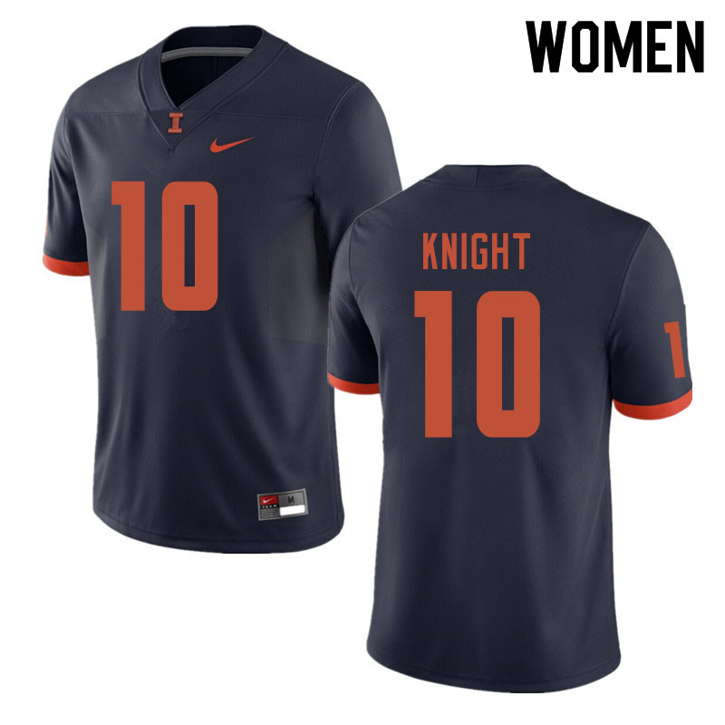 Women #10 James Knight Illinois Fighting Illini College Football Jerseys Sale-Navy